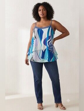 Sheilay Women's NWT Blue Spaghetti Strap/Sleeveless Blouse Size Large